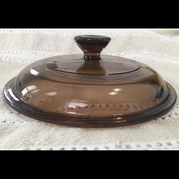 Pyrex Fireside V-1-C 1 Qt Round Casserole Replacement Lid Amber/Brown 6 1/4” - Picture 2 of 10